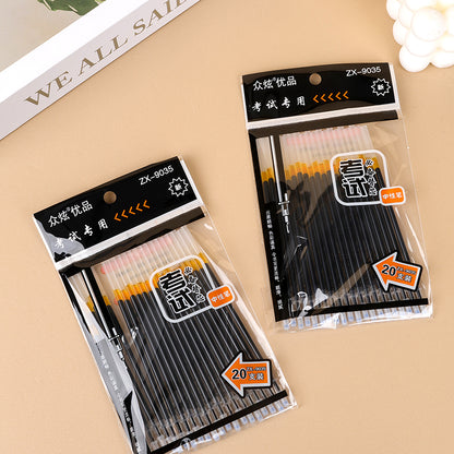 Zhongxuan Exam-Specific Pen Refills 20pcs Black 0.5mm Quick-Dry for Students' Tests & Homework M.82