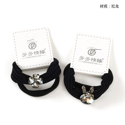 M42 2 Black Hair Ties with Crystal Accessories