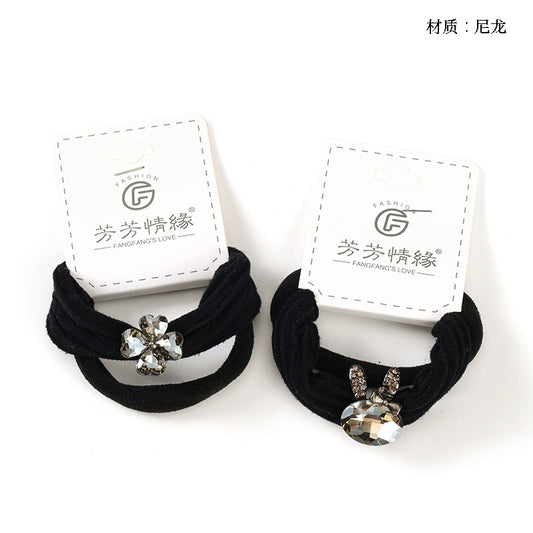 M42 2 Black Hair Ties with Crystal Accessories