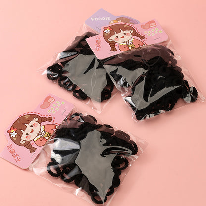 M42 Ribbed Terry Cloth Hair Ties for Children + Hair Bun Makers (Black, 100 Pieces)