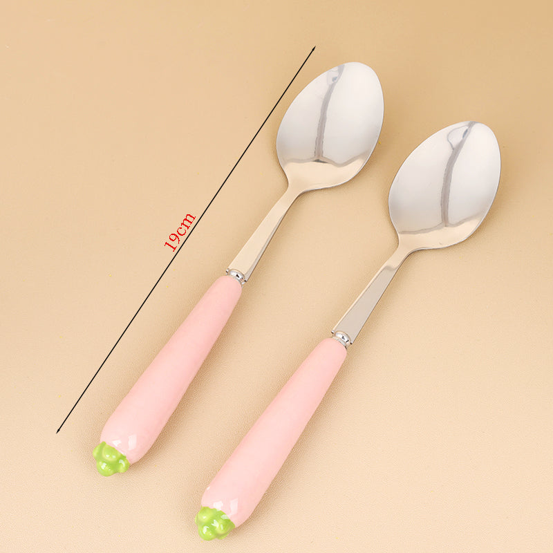 HSB-7 Radish Root Pattern Ceramic Handle No.2 Pointed Spoon M.66