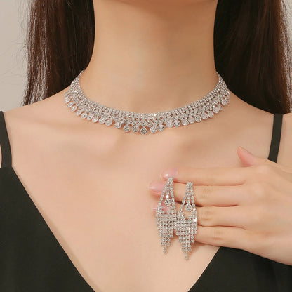 Rhinestone Earrings Necklace 3Pcs Jewelry Set ZT4000S