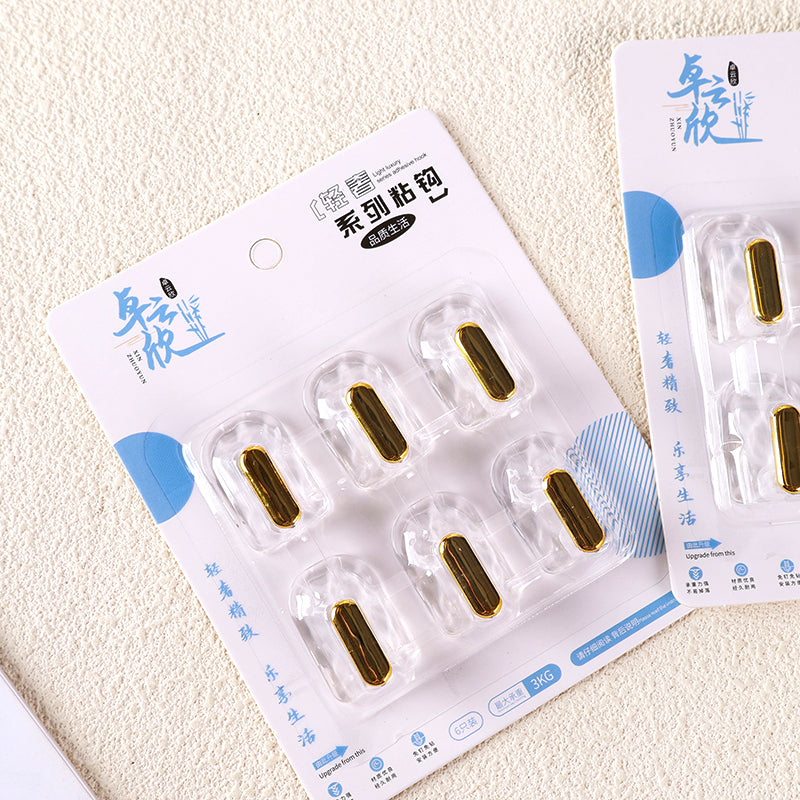 Zhuoyunxin Model 5624 Adhesive Hooks - 6 Pcs Transparent Random Style M.16