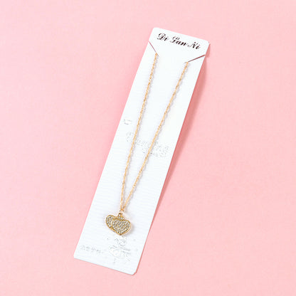 Pave - set Diamond Double - heart Water - wave Necklace M.43