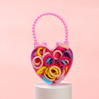 M42 Colored Children's Hair Elastics in a Heart-shaped Box (35 Pieces)