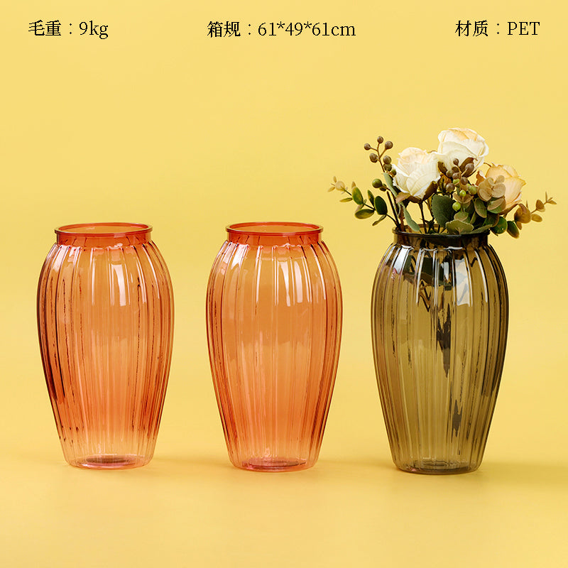 Plastic Vase - Wine Bottle Vertical Stripes  M.12