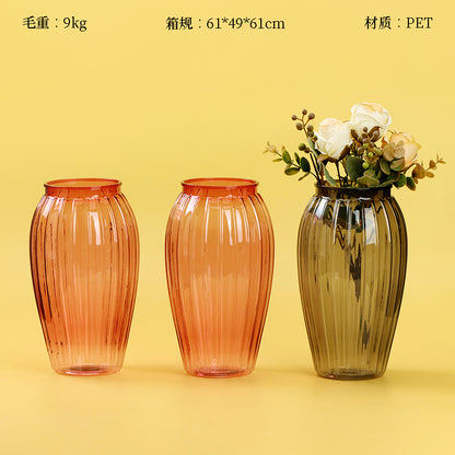 Plastic Vase - Wine Bottle Vertical Stripes  M.12
