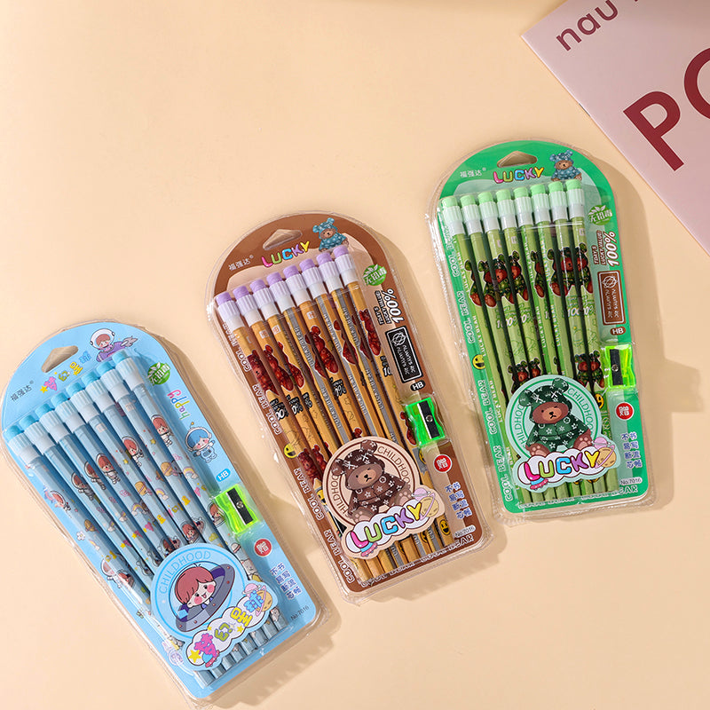 Pencil Set with Large Eraser Tips (Mixed Styles) M.82