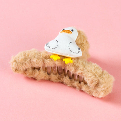 M42 4.33 Inch Large Hair Claw with Plush Lined Duck Design