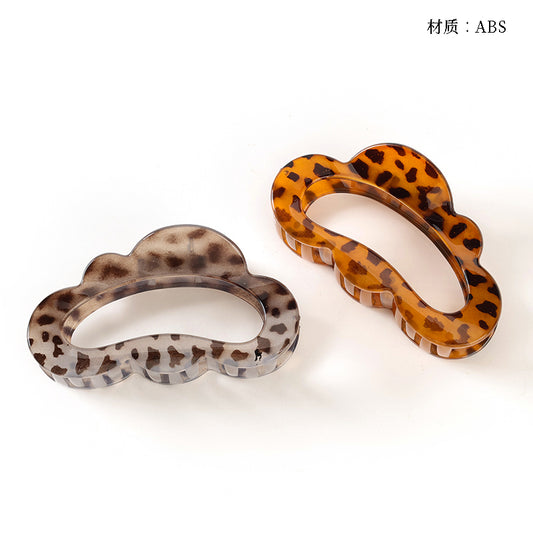 M42 4.72 Inch Large Hair Claw with Leopard Print Cloud Design