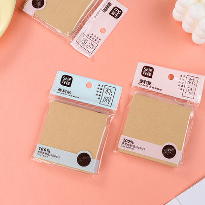 Xianfeng 8601 Kraft Paper Sticky Notes Unbleached 80g Thick 2 Sizes (7676/76101mm) for Office & School M.81