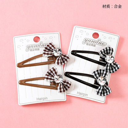 M42 Bow - tie Plaid Rhinestone Bobby Pins in a Box