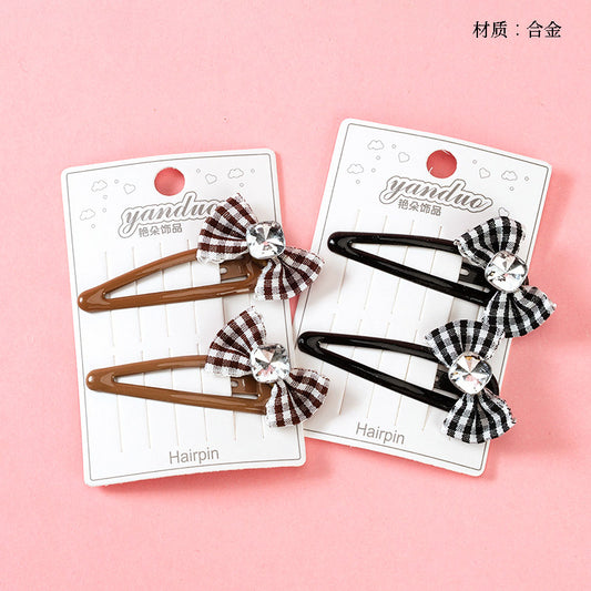 M42 Bow - tie Plaid Rhinestone Bobby Pins in a Box