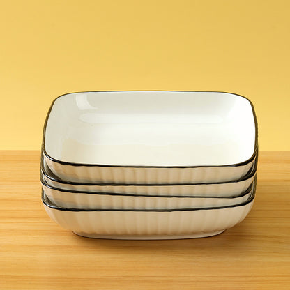 8 - inch White Square Plate with Black Edge M.66 JPDB