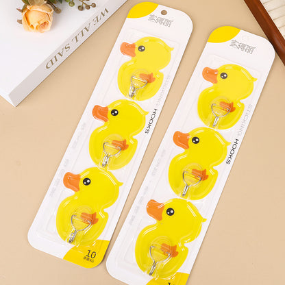 JDL-379A Three Yellow Duck Non-marking Adhesive Hooks M.16