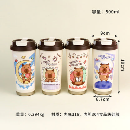500ml Capybara Coffee Vacuum Thermal Insulated Mug - Model YSM8716 M.26 JPDB