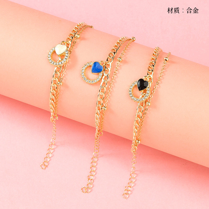 Double-Layer Drill Circle Heart Bracelet  M.43