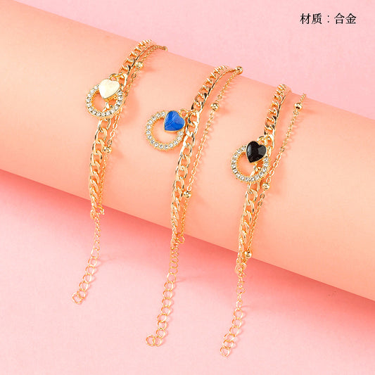 Double-Layer Drill Circle Heart Bracelet  M.43