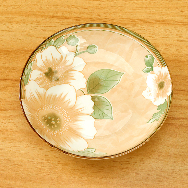 7 - inch Printed Vertical - Striped Plate (with Camellia Pattern) M.66 JPDB