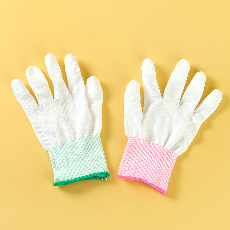 Naishu Wang 1006 White PU Coated Finger Gloves (2 pairs) M.28