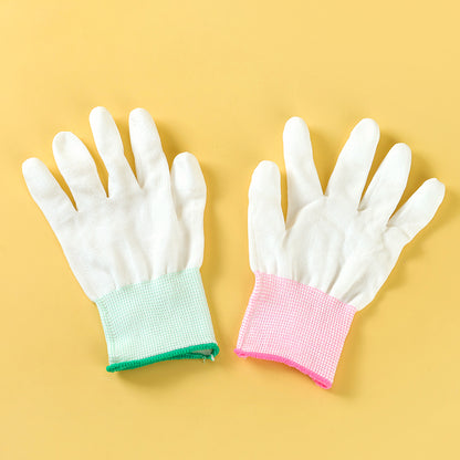 Naishu Wang 1006 White PU Coated Finger Gloves (2 pairs) M.28