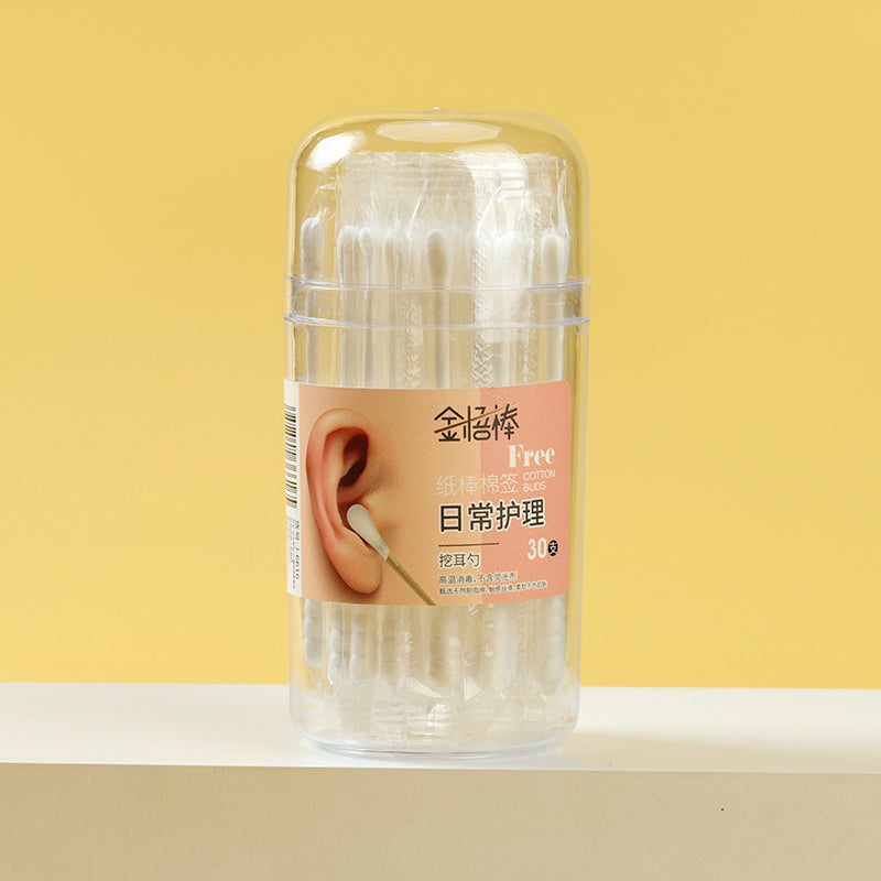 M.27-J-6616 Ear Pick + 30 Spiral White Thick Paper Stick Cotton Swabs