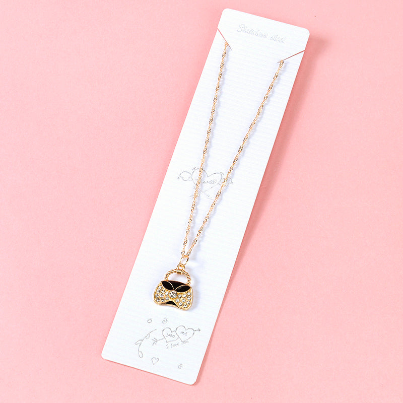 Fashionable Diamond - studded Bag - shaped Necklace M.43