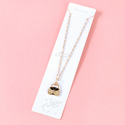 Fashionable Diamond - studded Bag - shaped Necklace M.43