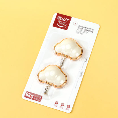 Qiaoxiaoya Model 9415 Adhesive Hooks - 2 Pcs Golden Rim Cloud Design M.16
