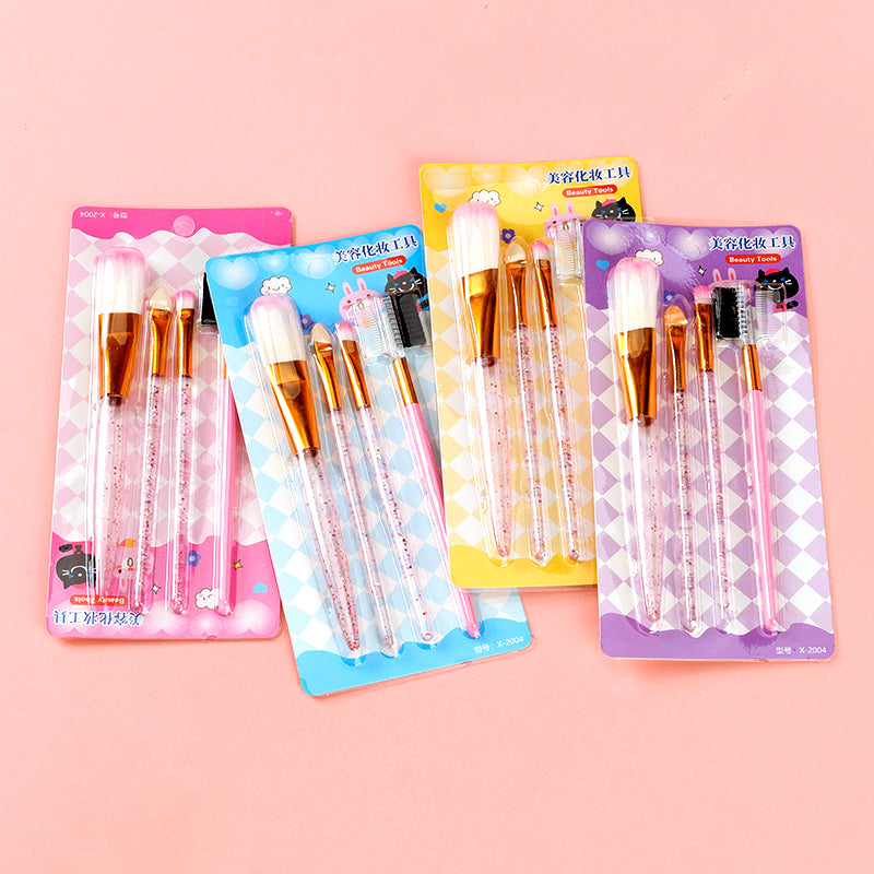 X-2003 Juego de cuatro brochas de maquillaje con mango de cristal M.50 