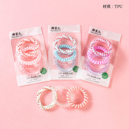 M42 three fresh-printed telephone cord hair ties