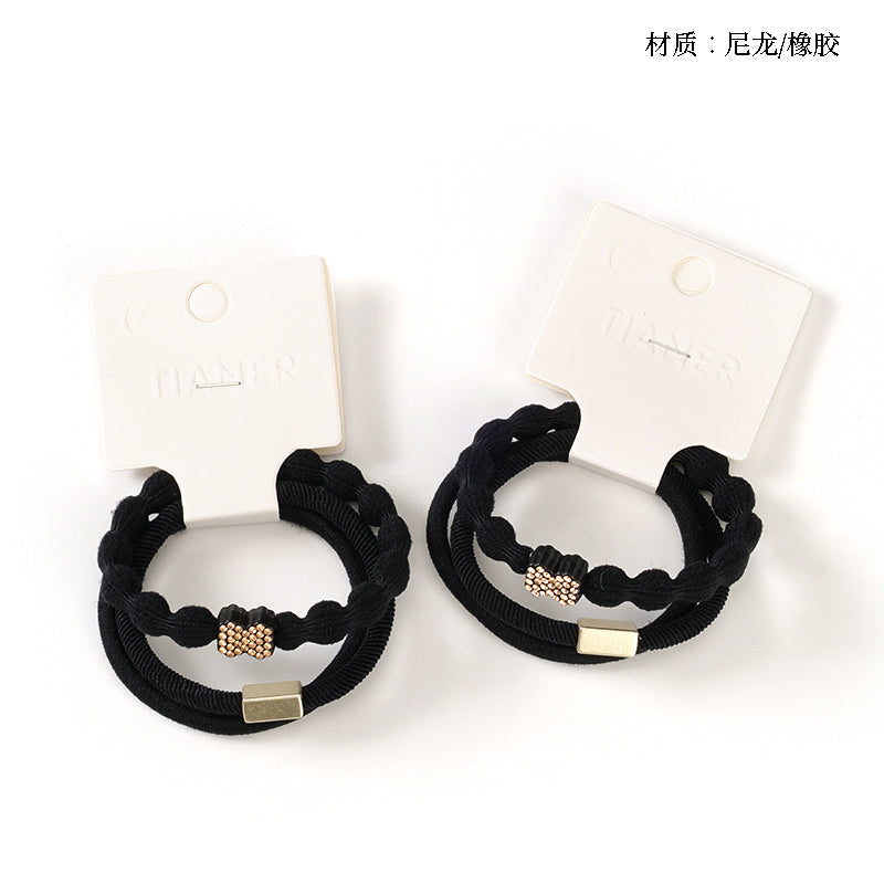 M42 3 Crystal-Studded Bow Tie Accessory Set with Hair Ties - Sparkly for Party Hairstyling