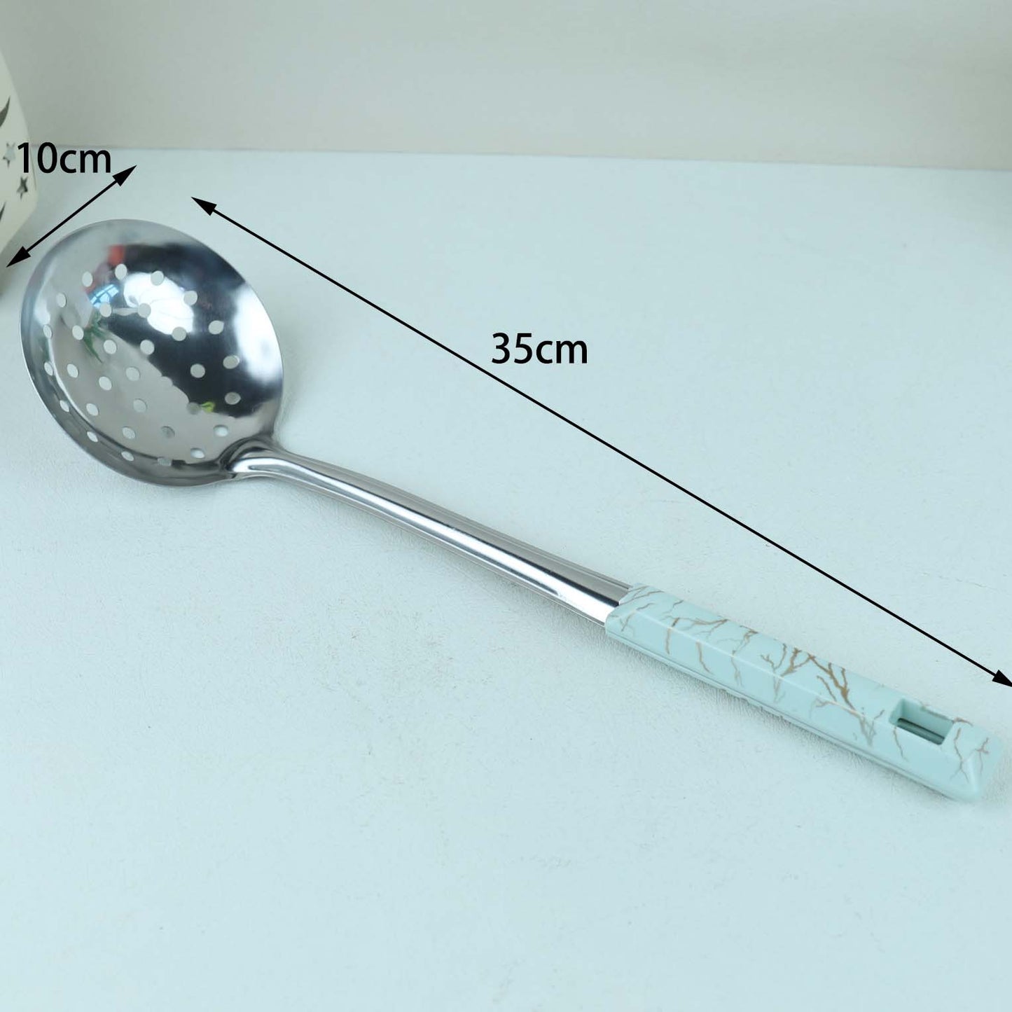 Stainless Steel Strainer Spoon with White Stone Pattern Handle M.61