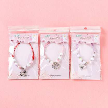 Matte Bead Pendant Braided Bracelet  M.43