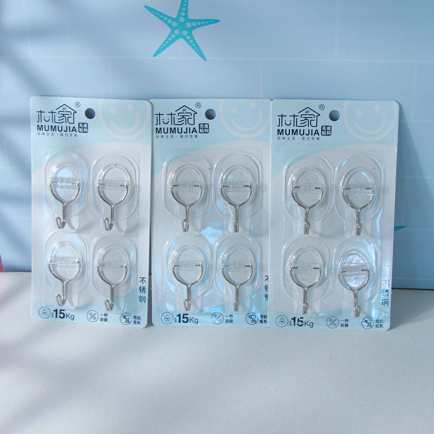 Brand Mumujia Model 228 Adhesive Hooks - 4 Pcs Oval Shape Transparent Type M.16