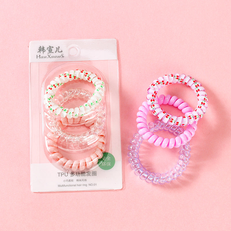 M42 three fresh-printed telephone cord hair ties