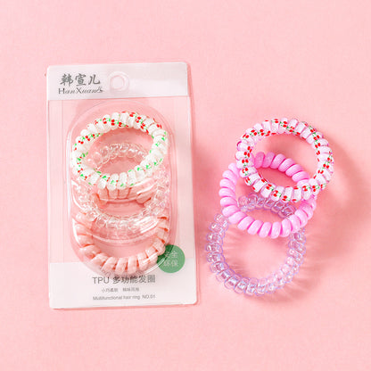 M42 three fresh-printed telephone cord hair ties