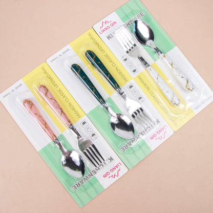 9092 Marble-pattern Spoon & Fork Set M.66