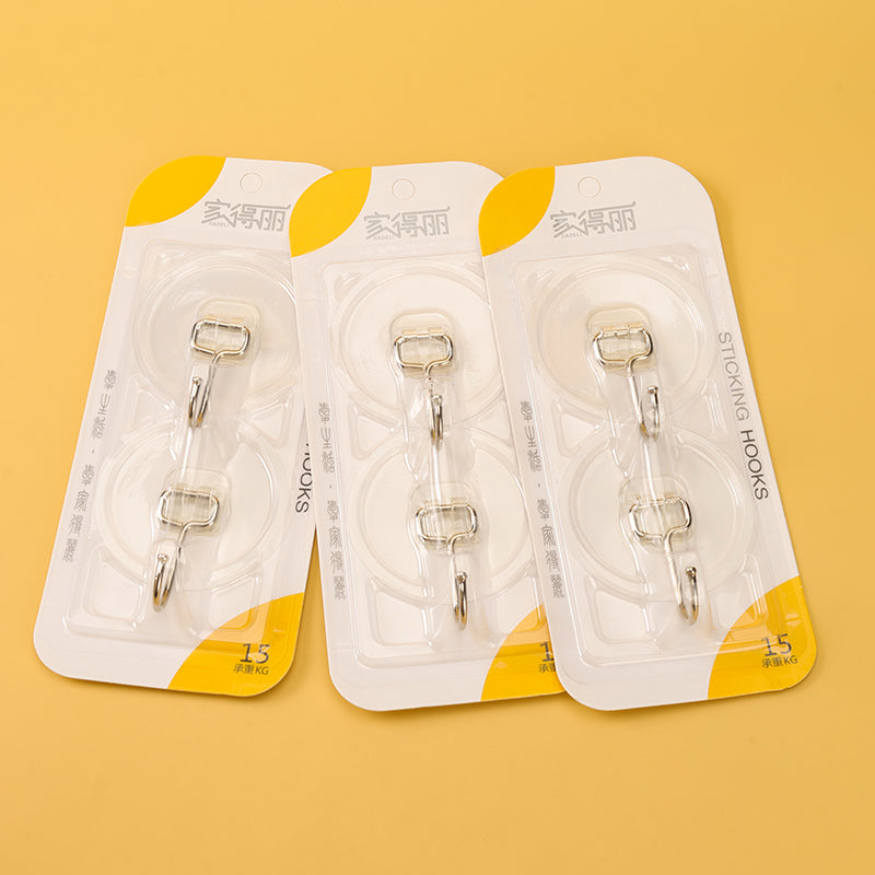 Model JDL370 Adhesive Hooks - 2 Pcs Transparent Round Shape M.16