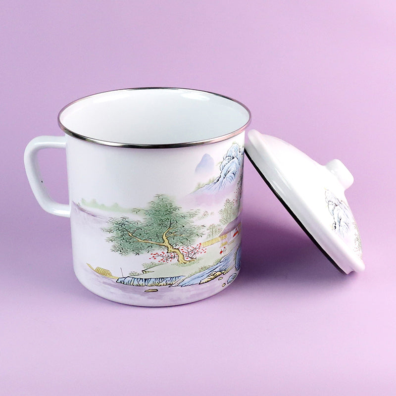 Enamel Cup Model K-1690 (16cm) - Rimmed Edge "Xishan Elegant Residence" Design M.65 JPDB