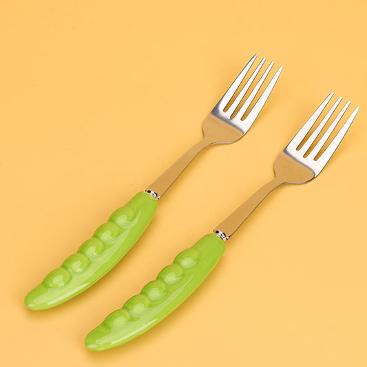 HSB-6 Snow Pea Pattern Ceramic Handle No.2 Fork M.66