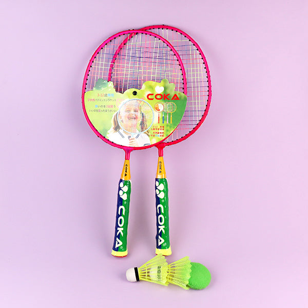 R013 Kids Badminton Racket Double Set Ultra - Light Alloy for 3 - 12 Years Old with 3 Shuttlecocks M.92 JPDB