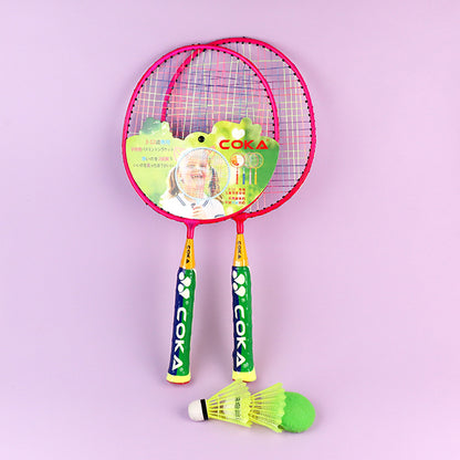 R013 Kids Badminton Racket Double Set Ultra - Light Alloy for 3 - 12 Years Old with 3 Shuttlecocks M.92 JPDB