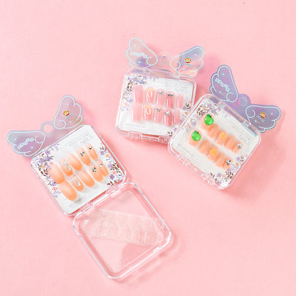 ZJ1024 Medium Box Fantasy Color Rhinestone Fake Nails (Short Style) M.52