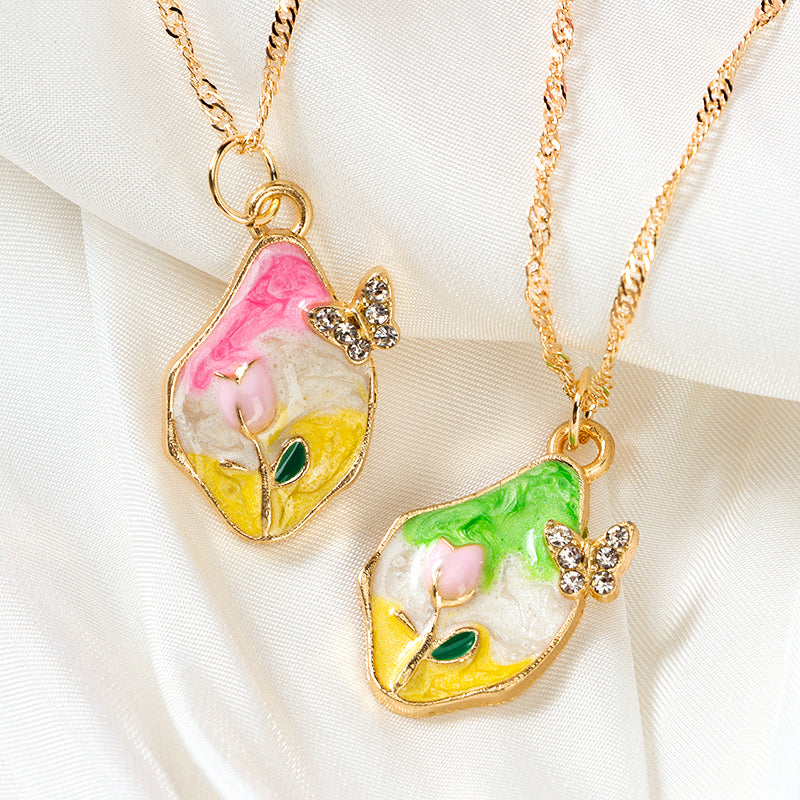 Tulip and Butterfly Necklace M.43