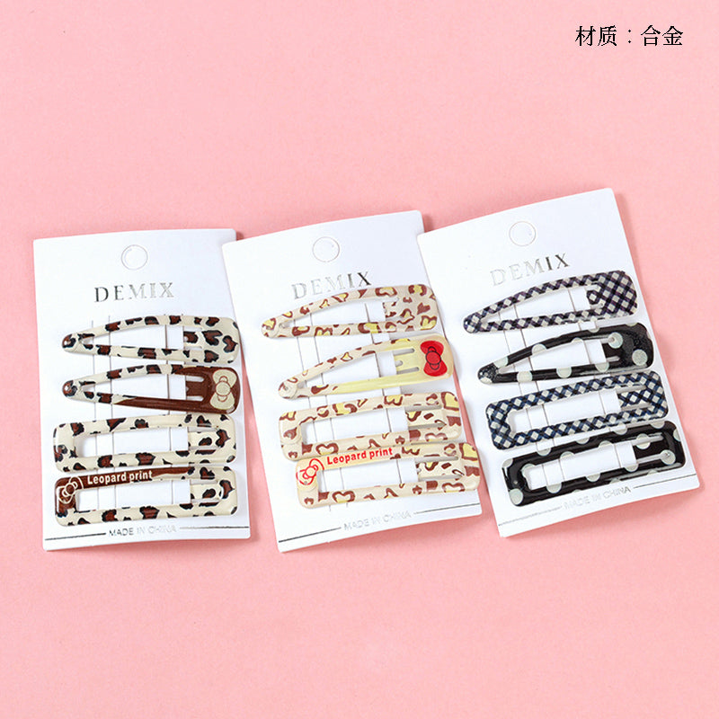 M42 Boxed Four-piece Colorful Leopard Print Bobby Pins