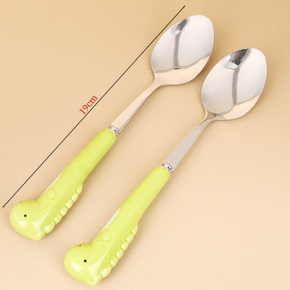HSA-4 Dinosaur Pattern Ceramic Handle No.2 Pointed Spoon M.66
