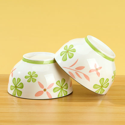5.5 - inch Printed Shunxin Bowl with Pink - and - Green Flower Language Pattern M.66 JPDB