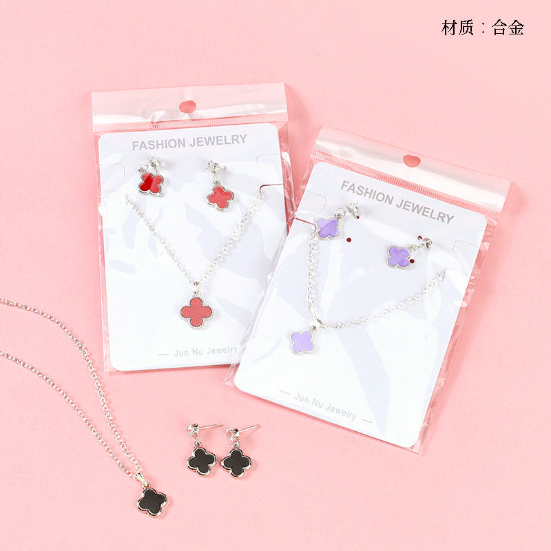 New - style Clover Earrings and Necklace Set M.43