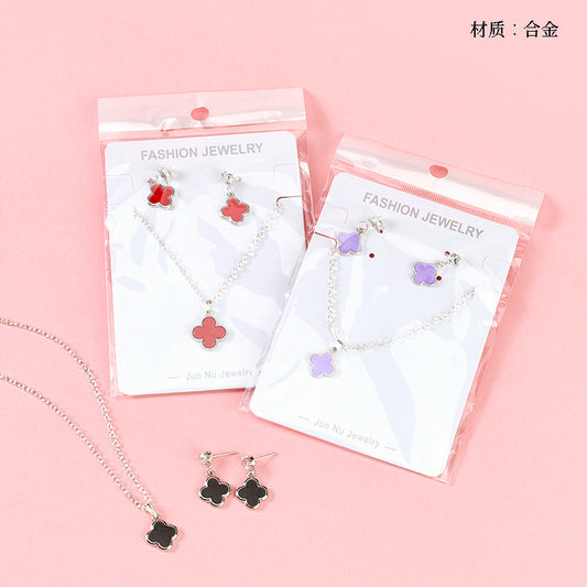 New - style Clover Earrings and Necklace Set M.43